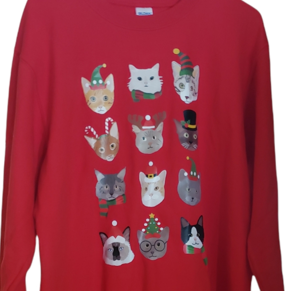 Christmas long-sleeved cat shirt